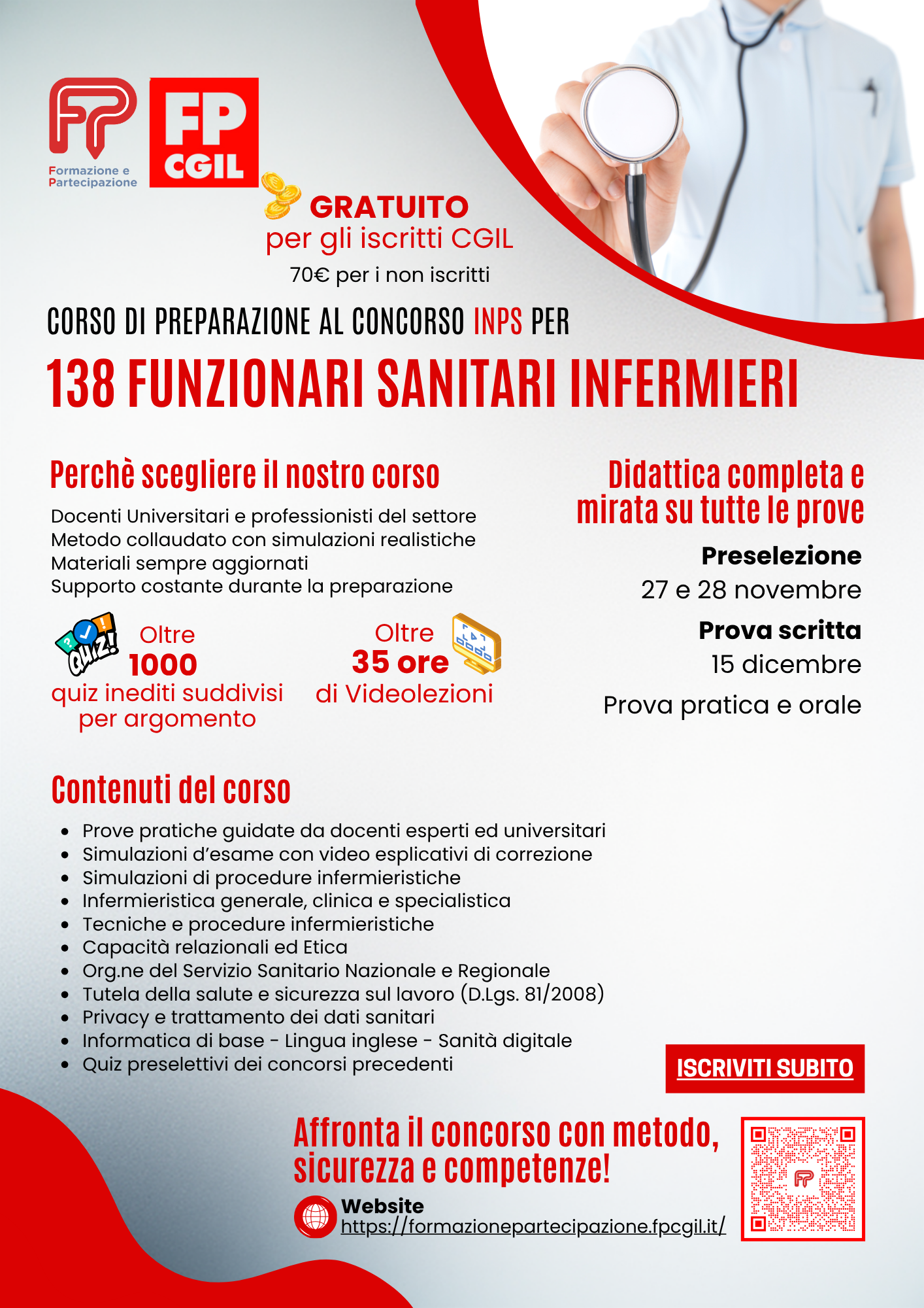 Corso di preparazione al concorso INPS per l'assunzione di 138 Infermieri (Funzionari sanitari)